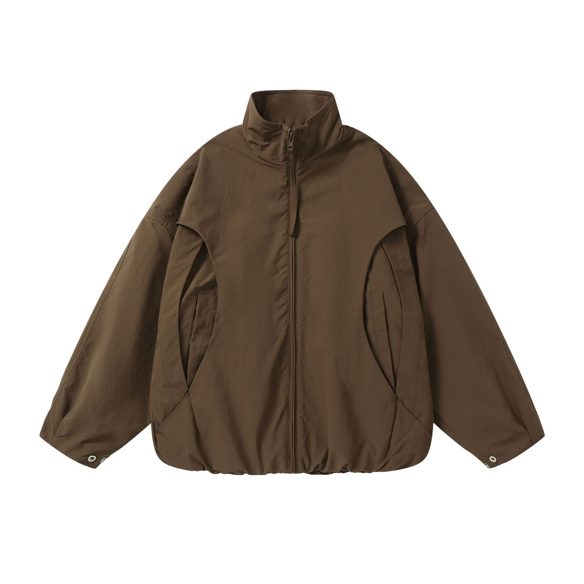 Unisex Boxy Short Jacket with High Stand-Up Collar and Balloon Sleeves EVA-US