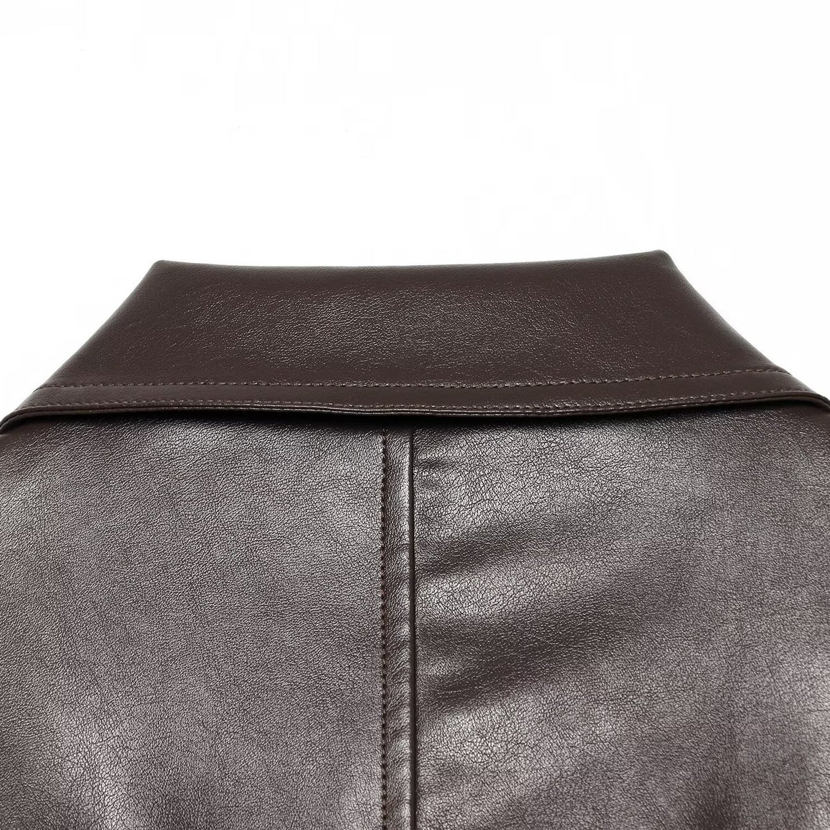 Women's Cropped Bomber Jacket made of Faux Leather with Shirt Collar and Gathered Hem