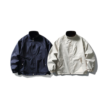 Unisex Lightweight wind and water-repellent oversized boxy jacket with stand-up collar and elastic hem EVA-US