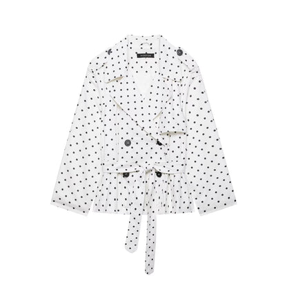 Women's short trench with waist belt and polka dot pattern EVA-US
