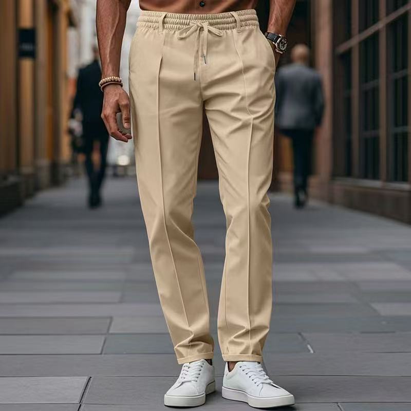 Men's elegant casual pants with elastic waistband and side pockets EVA-US