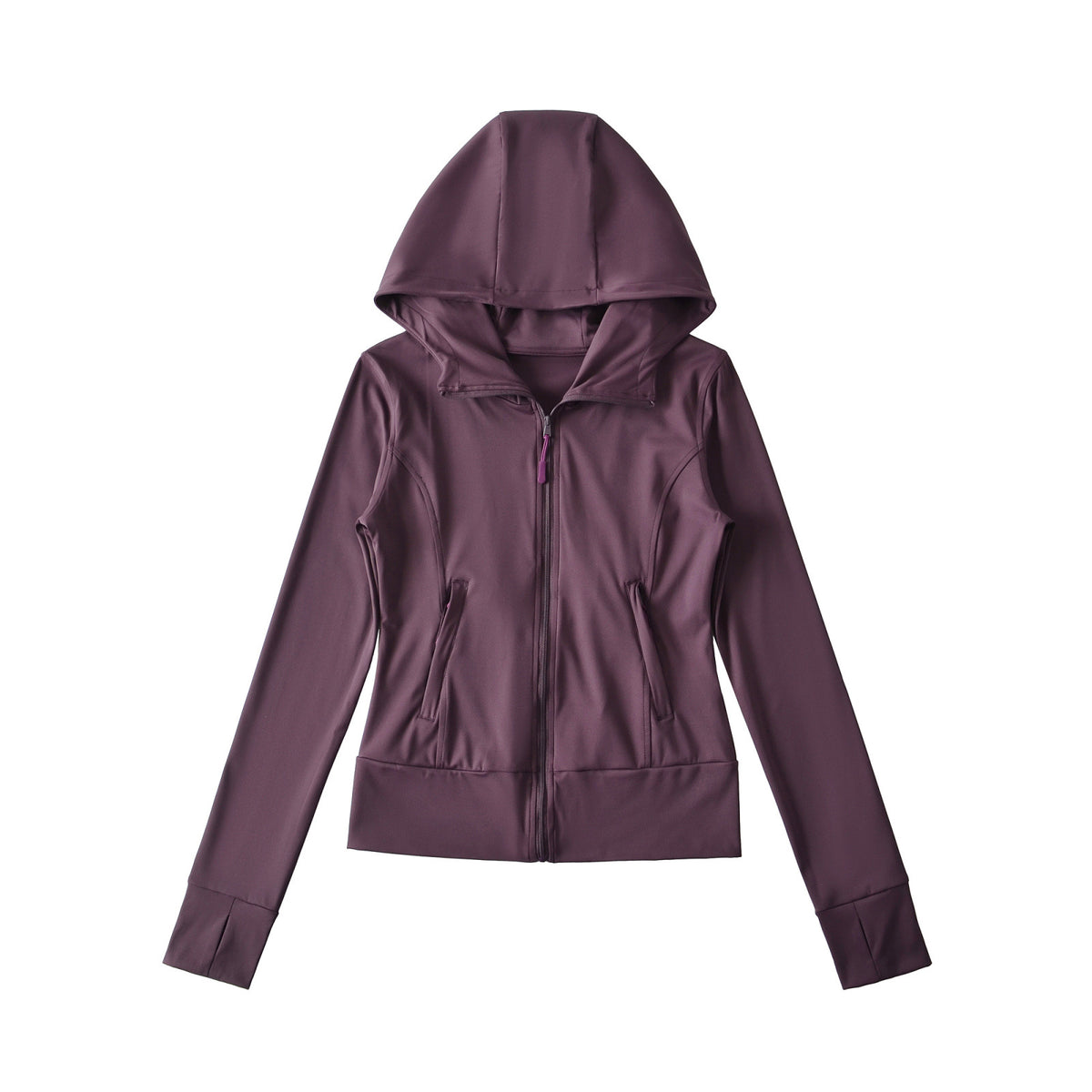 Women's Hooded Sports Jacket with Full Zip, Tailored Fit, and Integrated Zipper Pockets EVA-US