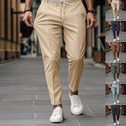 Men's elegant casual pants with elastic waistband and side pockets EVA-US