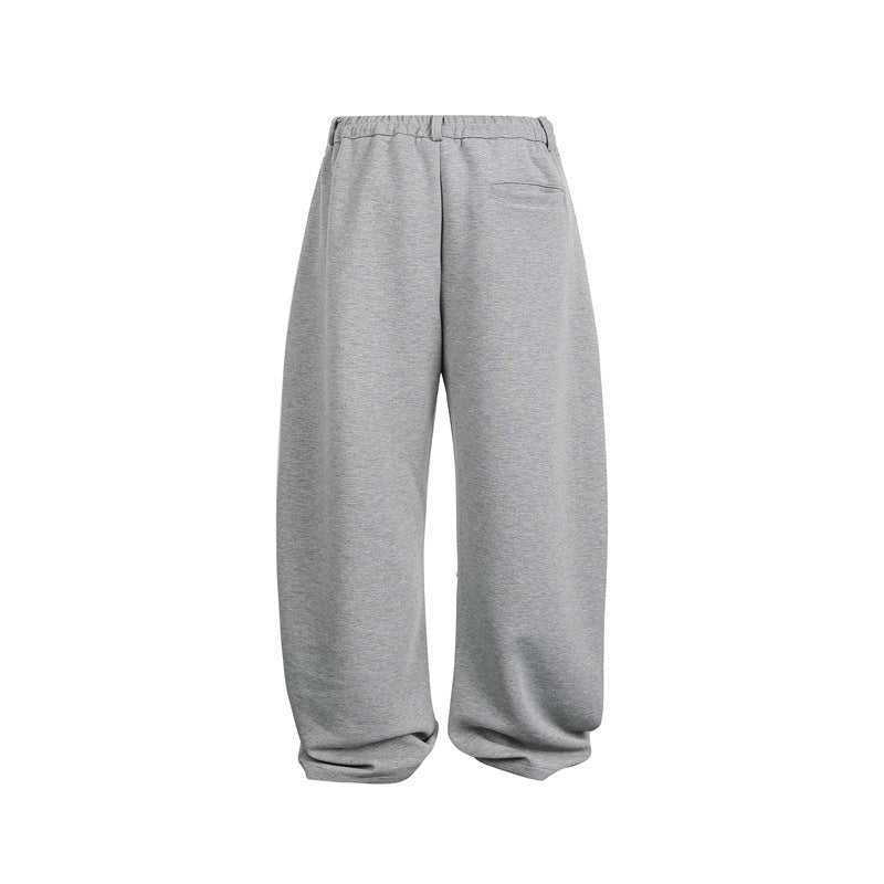 Women's Loose Cropped Sweatpants with Belt Loops, Pleats, and Balloon-Shaped Hem