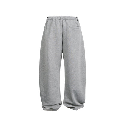 Women's Loose Cropped Sweatpants with Belt Loops, Pleats, and Balloon-Shaped Hem