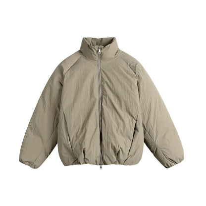 Unisex Oversize Quilted Jacket with High Stand Collar and Two-Way Zip EVA-US