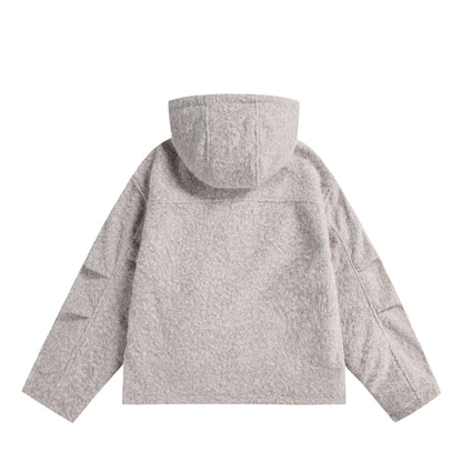 Women's hooded blouse made of wool blend with voluminous structure and zipper EVA-US