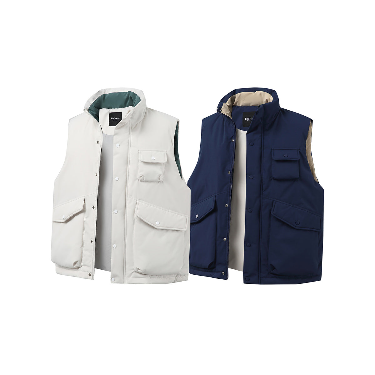 Unisex Padded Utility Vest with High Stand-Up Collar and Flap Pockets EVA-US