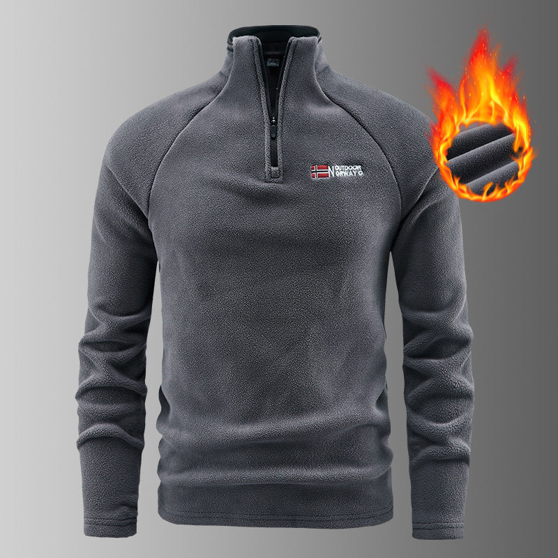 Men's warming microfleece pullover with half zip, ergonomic raglan sleeves, and cozy inner structure EVA-US