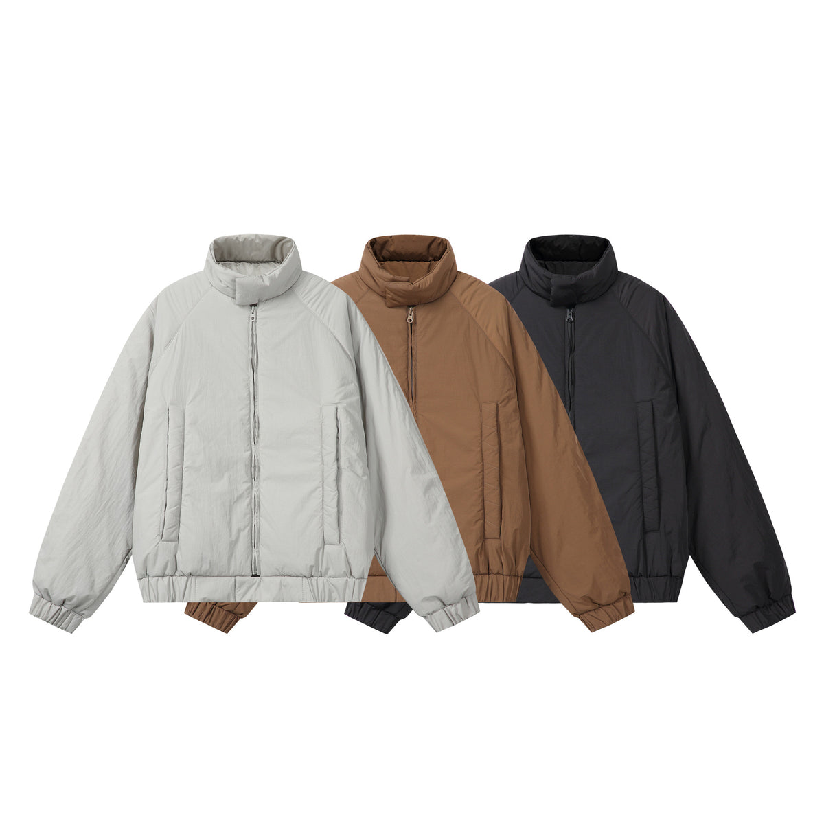 Unisex Boxy-padded Short Jacket with voluminous Funnel Collar EVA-US