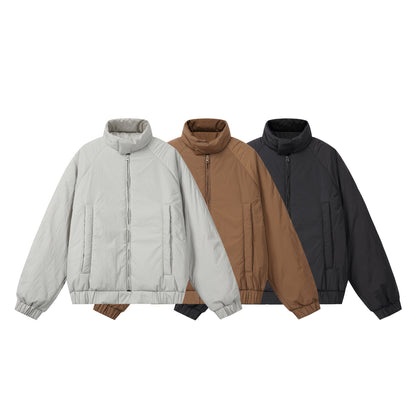 Unisex Boxy-padded Short Jacket with voluminous Funnel Collar EVA-US