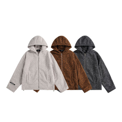 Women's hooded blouse made of wool blend with voluminous structure and zipper EVA-US