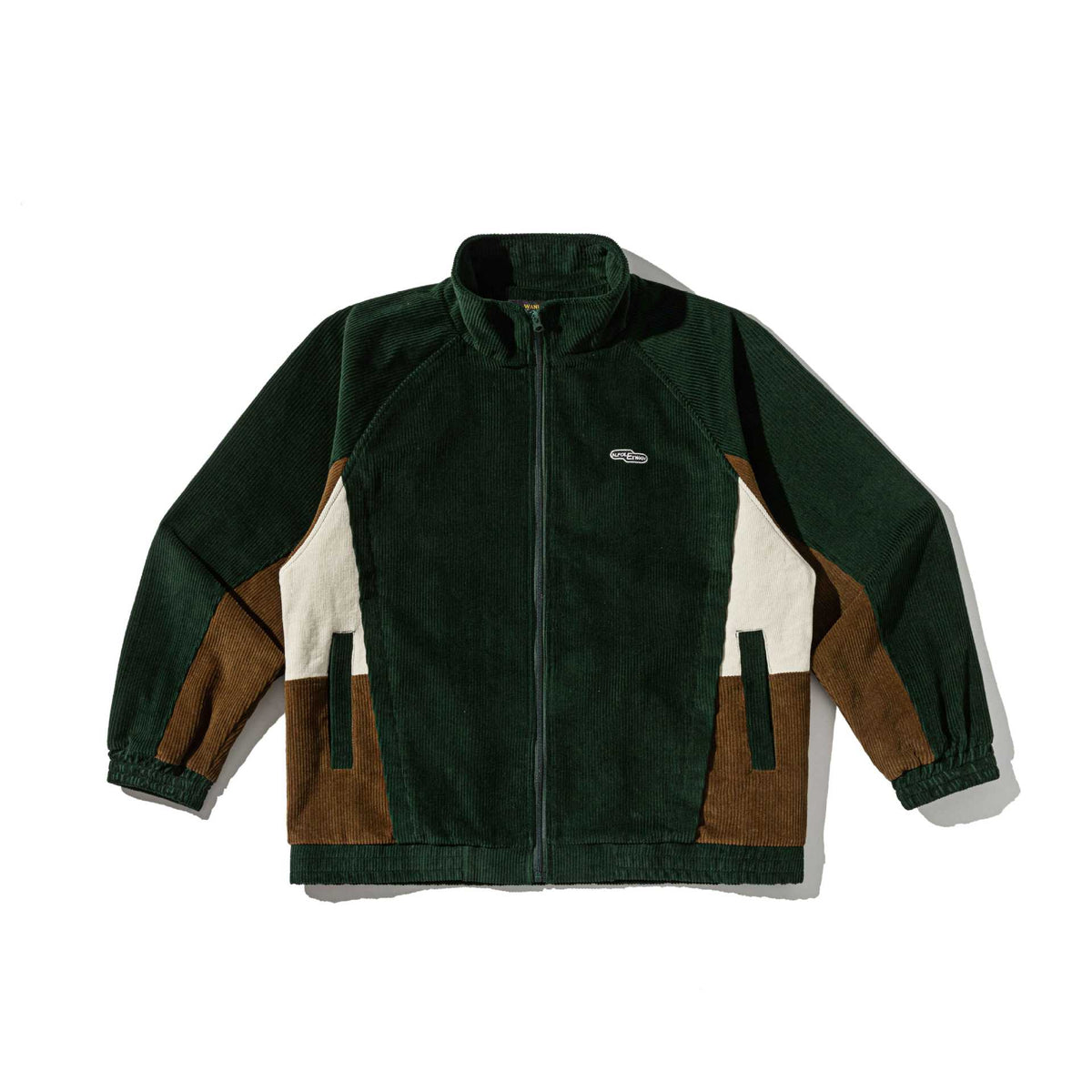 Unisex Short Cut Cord Track Jacket in Retro Utility Style with Stand-up Collar EVA-US