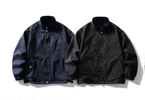 Unisex Lightweight wind and water-repellent oversized boxy jacket with stand-up collar and elastic hem EVA-US