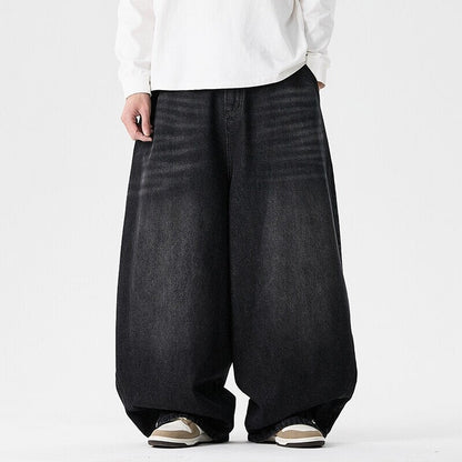 Men's extra-wide baggy jeans with a dropped crotch, relaxed low-crotch cut, and wide hem EVA-US