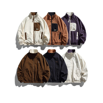 Unisex Light Boxy Windbreaker with High Collar and Contrasting Lining EVA-US