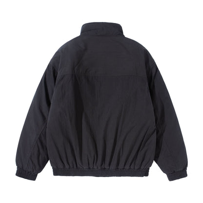 Unisex Short-cut quilted boxy blouson jacket with high stand-up collar and utility flap pockets EVA-US