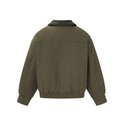 Women's short-cut boxy blouson with teddy collar and shoulder tabs EVA-US
