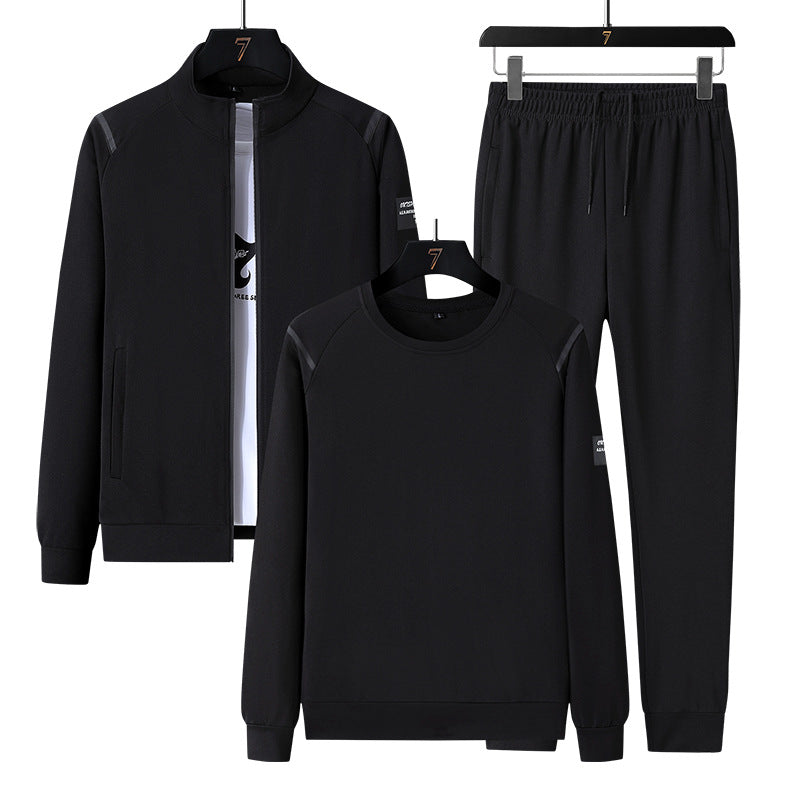 Men's sporty tracksuit set with zip jacket, round neck sweatshirt and slim fit jogging pants EVA-US