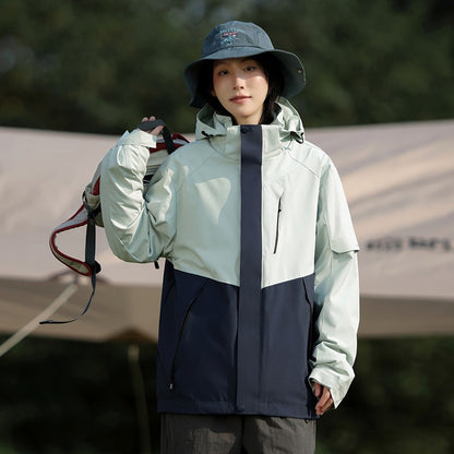 Men's Two-Tone Wind and Water-Repellent Softshell Jacket with Hood EVA-US