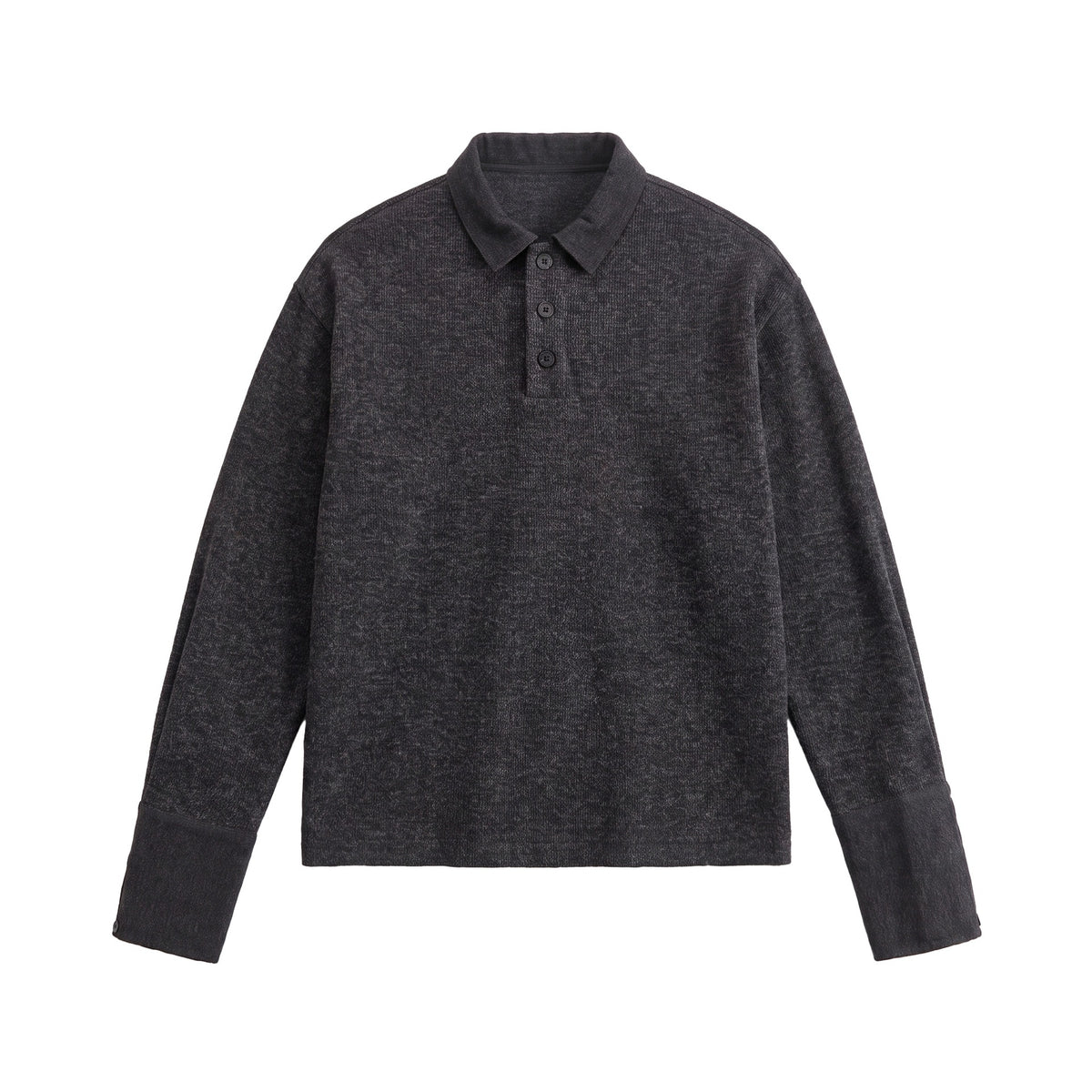 Unisex Boxy Polo Sweatshirt with Contrast Collar and Extended Cuff Sleeves EVA-US