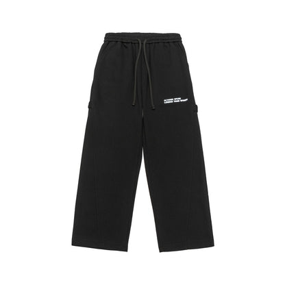 Unisex Wide Cropped Sweatpants in Cargo Style with Drawstring Waistband and Patch Pockets