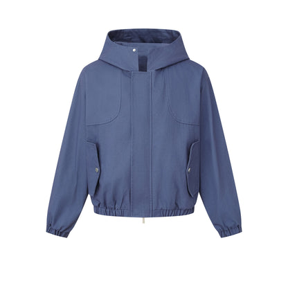 Women's short cut hooded jacket with drawstring hem and patch pockets EVA-US