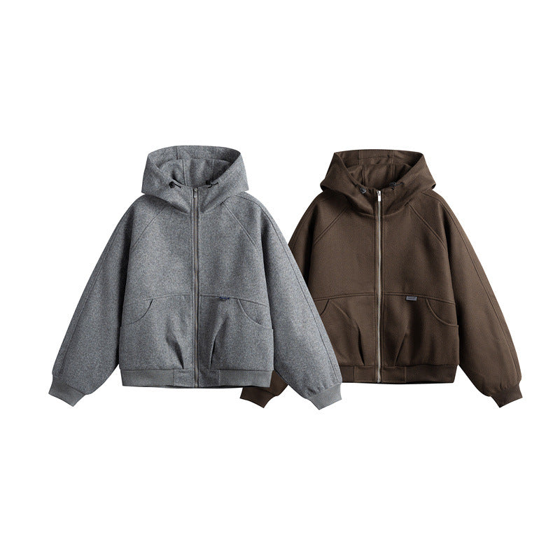 Unisex Oversize Hooded Sweatshirt made of Wool Blend with Zipper and Kangaroo Pockets EVA-US