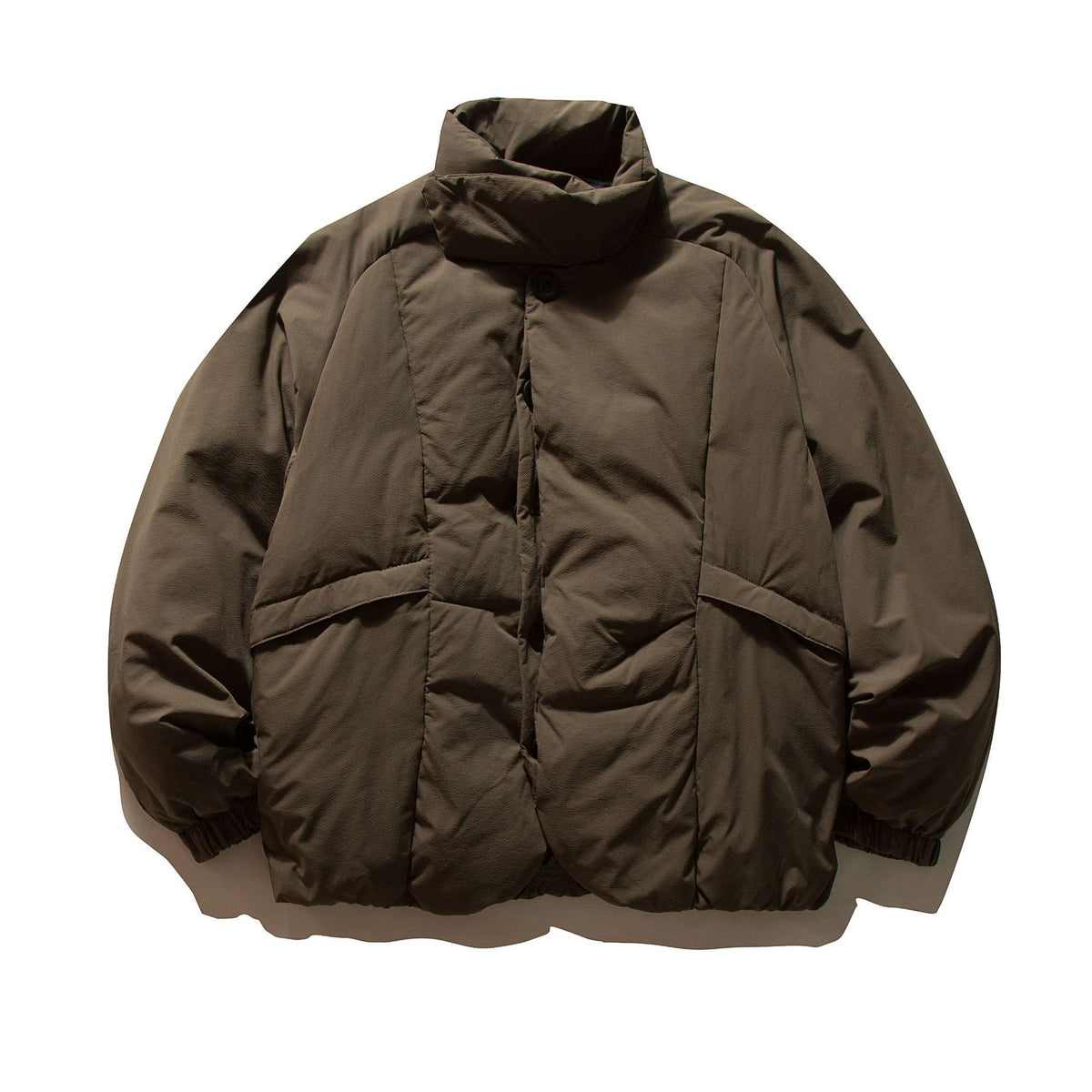 Men's Boxy Thermal Puffer Jacket with overlapping stand-up collar and patch flap pockets EVA-US