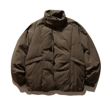 Men's Boxy Thermal Puffer Jacket with overlapping stand-up collar and patch flap pockets EVA-US