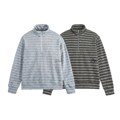 Men's Structured Half-Zip Knit Sweater with Stand Collar EVA-US