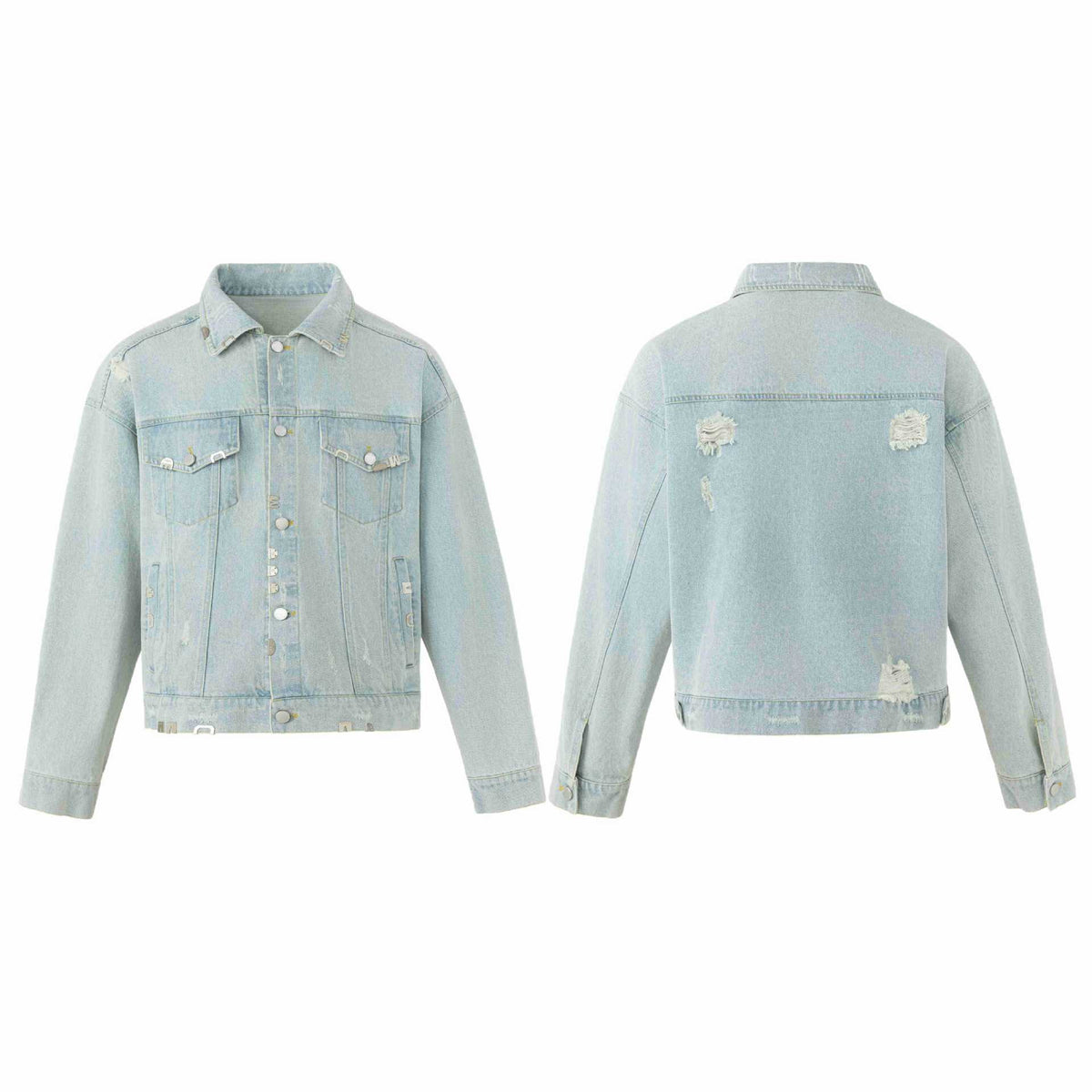Unisex Castig tailored jeans jacket with logo studs and vintage washed effect EVA-US