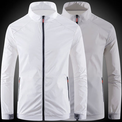 Men's nan ultra-light windproof casual jacket with stand-up collar, concealed zipper, and zippered pockets EVA-US