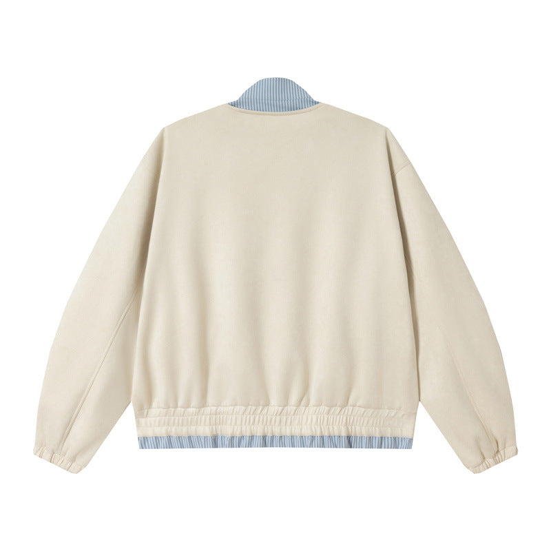 Unisex Short Cropped Boxy Blouson Jacket made of Cotton Blend with Quilted Lining and Stand-Up Collar EVA-US