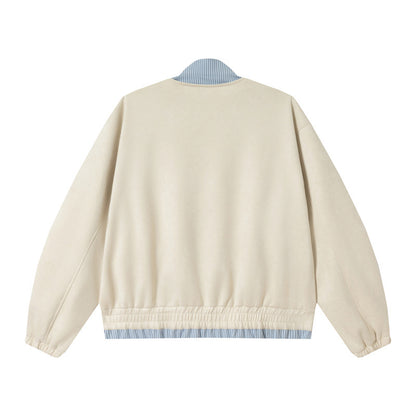 Unisex Short Cropped Boxy Blouson Jacket made of Cotton Blend with Quilted Lining and Stand-Up Collar EVA-US