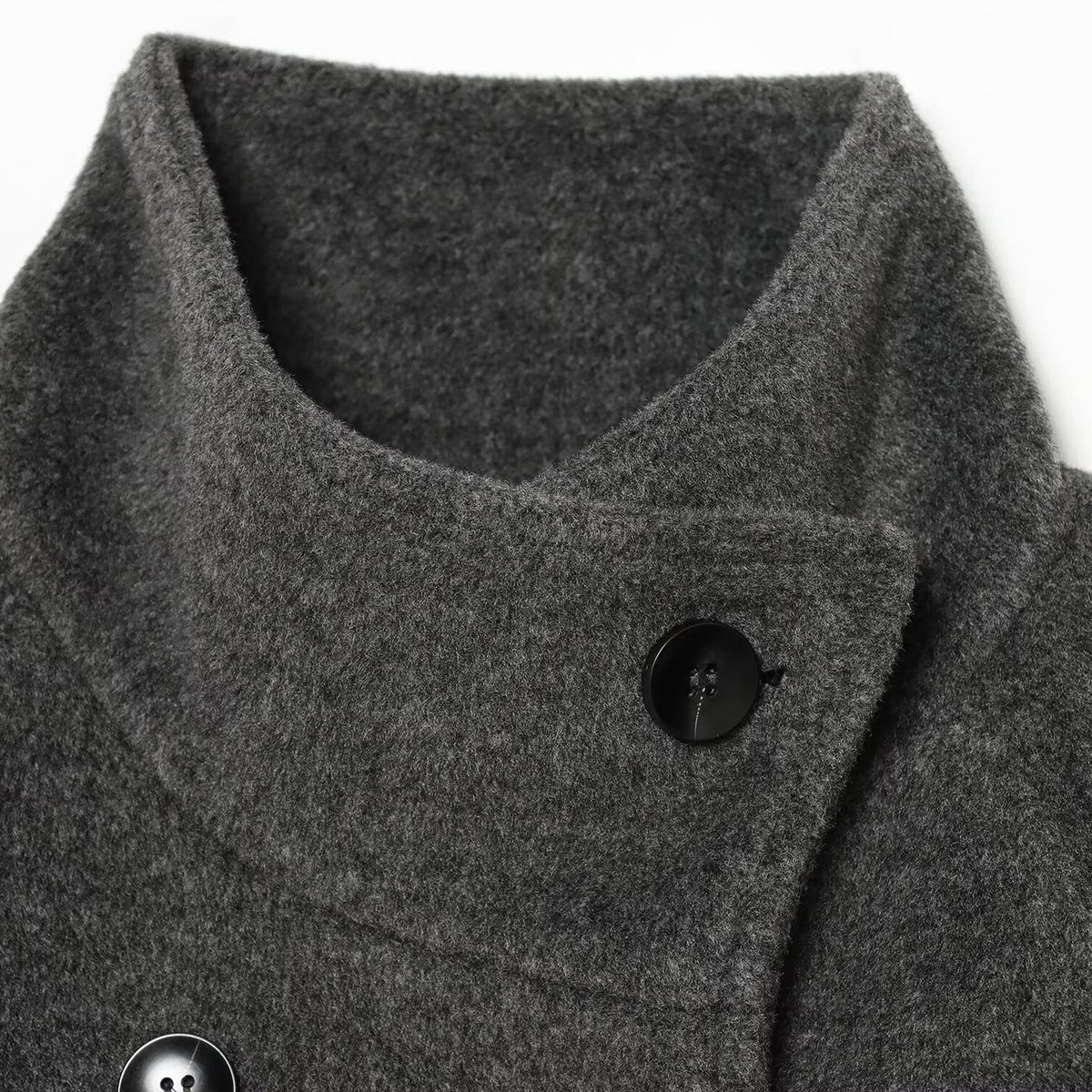 Women Short Peacoat with Double Breasted, High Standing Collar, Shoulder Epaulettes and Adjustable Cuffs EVA-US