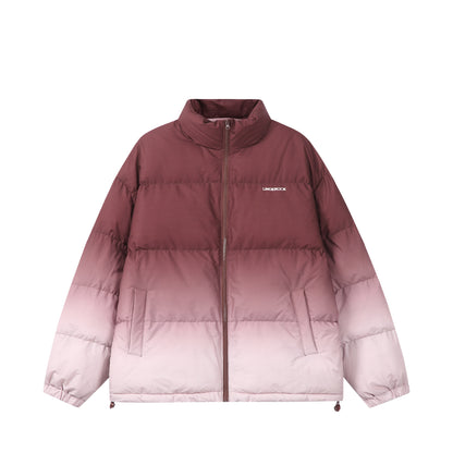 Women’s short padded quilted jacket with high funnel collar and ombré detail EVA-US