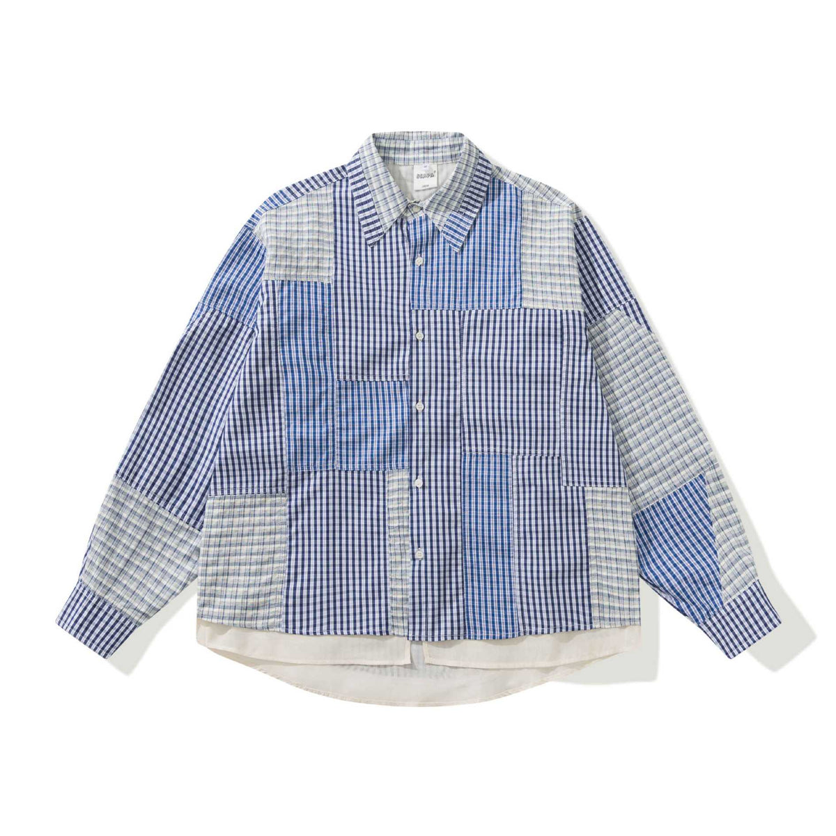 Unisex Patchwork-checked Overshirt with extended hem EVA-US