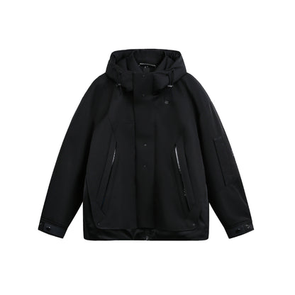 Unisex Technical Padded Winter Parka with High Hood and Multiple Zipper Pockets EVA-US