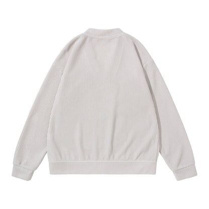 Unisex Textured Button Cardigan with V-Neck and Patch Pockets EVA-US
