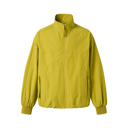 Unisex Light Windbreaker Jacket with High Stand-up Collar and Functional Pockets EVA-US