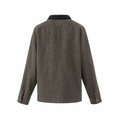 Men's double-breasted wool blend blouson with corduroy collar and patch pockets EVA-US