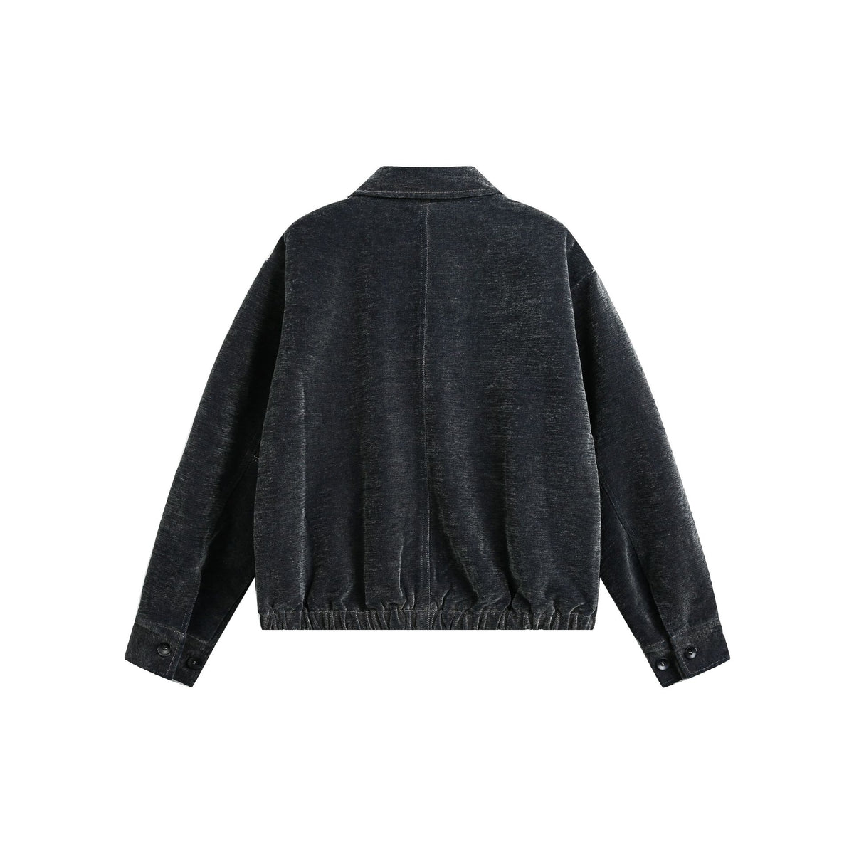 Unisex Boxy Bomber Jacket with Shirt Collar, Front Zipper and Flap Pockets EVA-US
