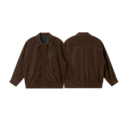 Men's short cut suede look blouson with elastic hem and flap pockets EVA-US