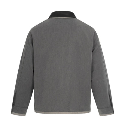 Men's short technical blouson made of wool blend with contrasting lapel collar and two-way zipper EVA-US