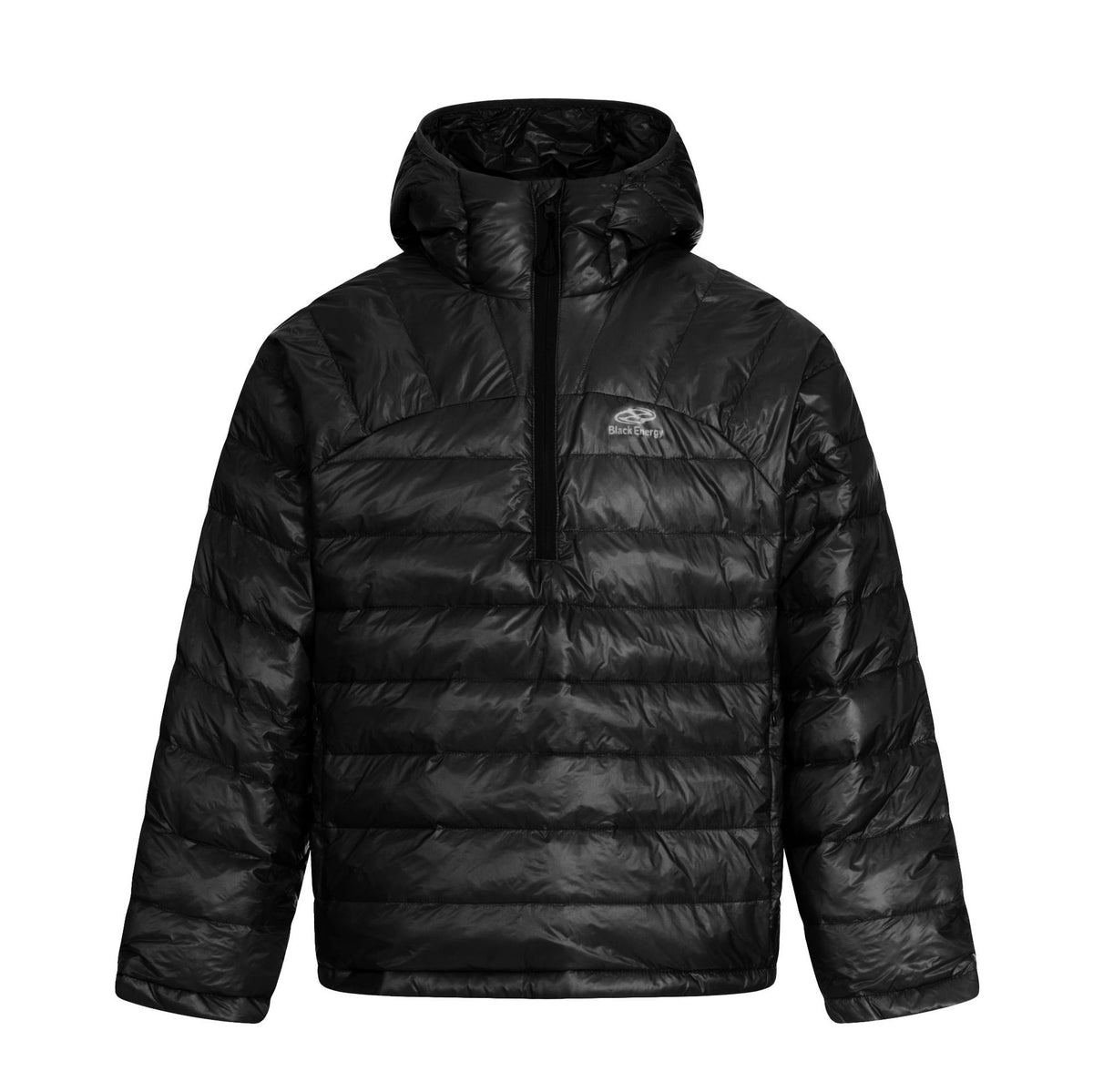 Men's short cut padded half-zip puffer with stand-up hood and ultra-light insulation EVA-US