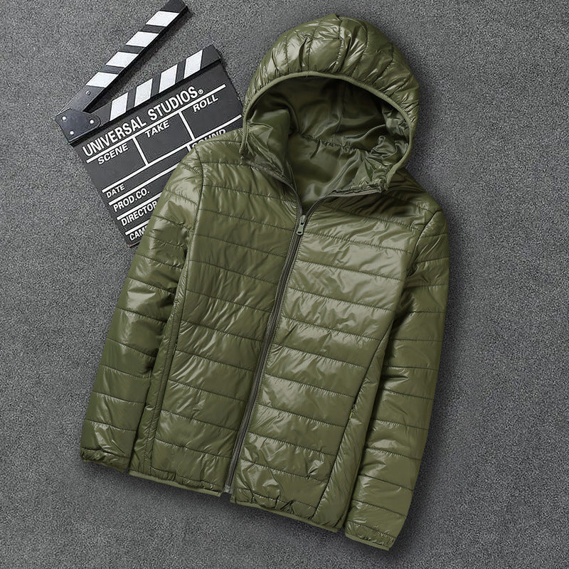 Men's nano ultra-light hooded padded jacket with pack function and windproof shell EVA-US