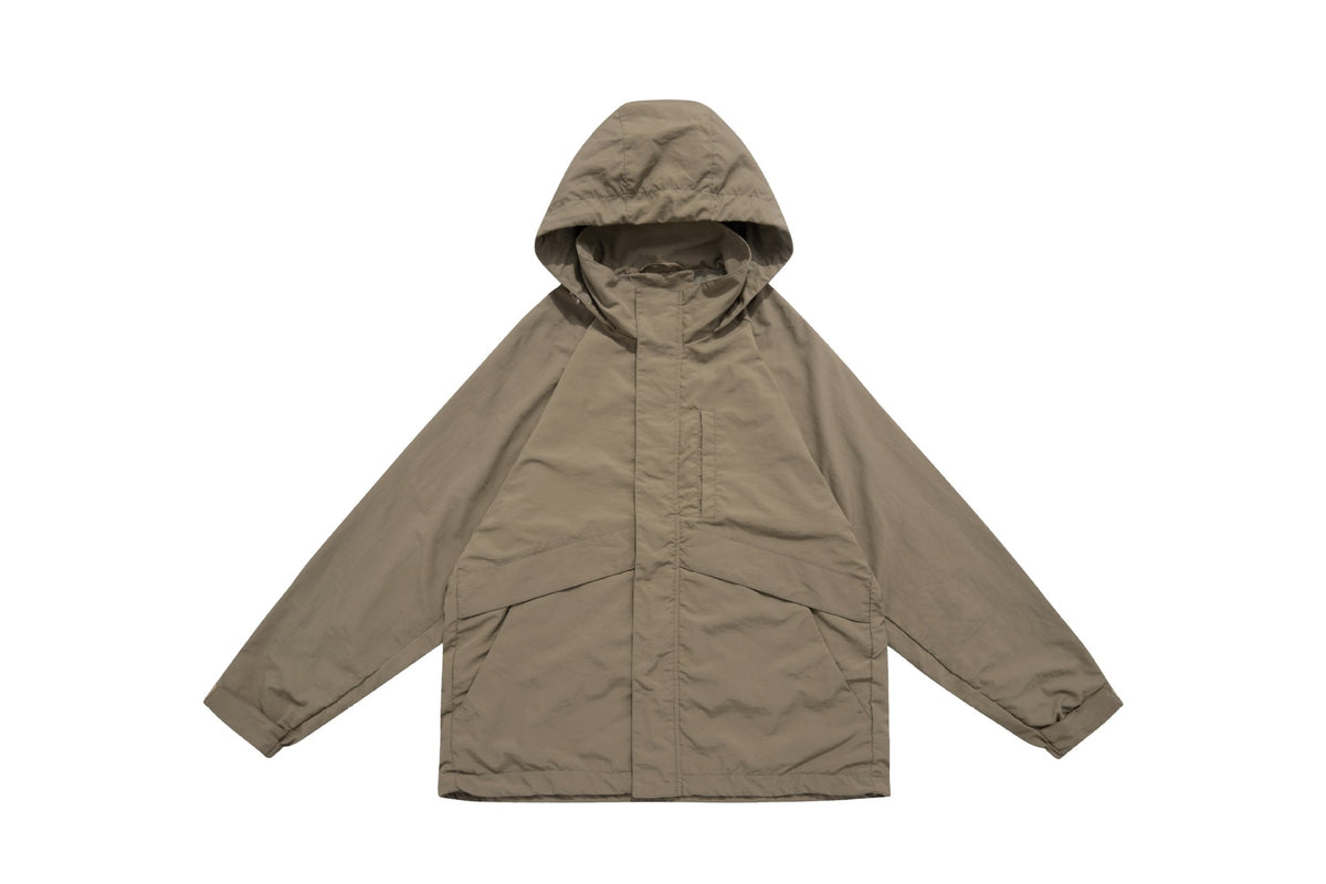 Unisex Wide water-repellent hooded parka with concealed zipper placket and flap pockets EVA-US