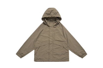 Unisex Wide water-repellent hooded parka with concealed zipper placket and flap pockets EVA-US