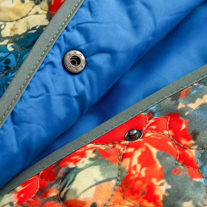 Women's quilted blouson jacket with abstract floral print and contrast piping EVA-US